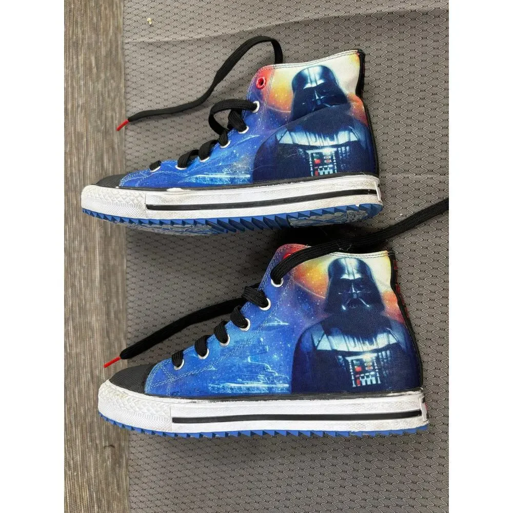 Skechers Shoes Kids Size 5 Blue Black Star Wars Darth Vader High Top Sneakers